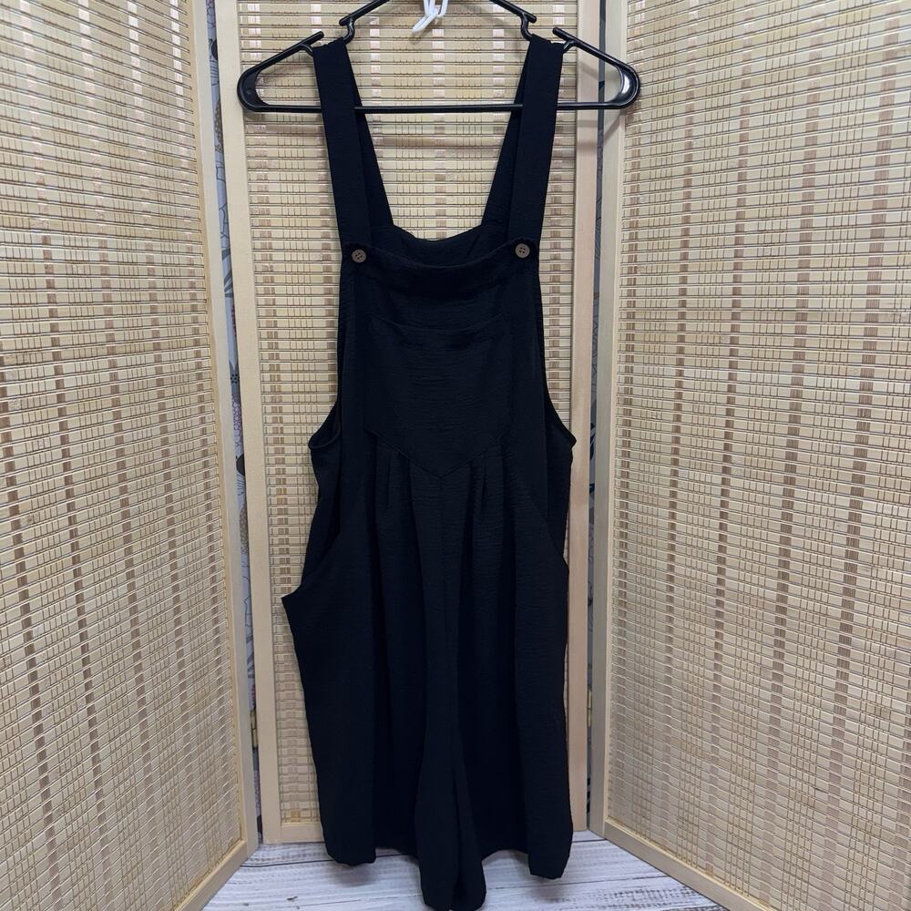 Grecerelle Romper Overalls Women's Size Large Black Loose Fit Adjustable Straps